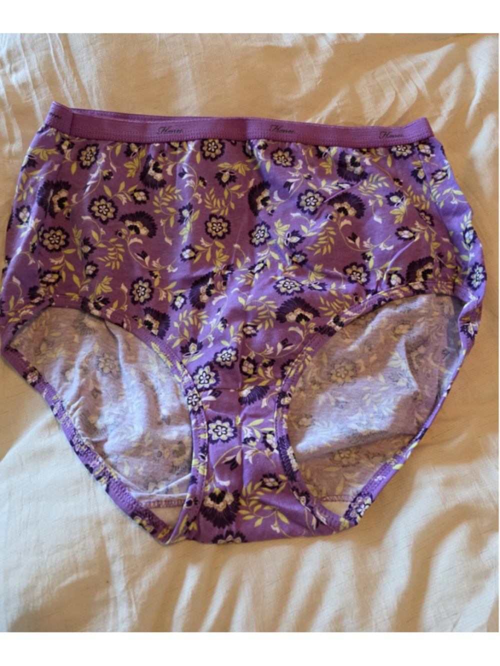Hanes Cotton Floral Brief Panties Size 7 Large NWOT